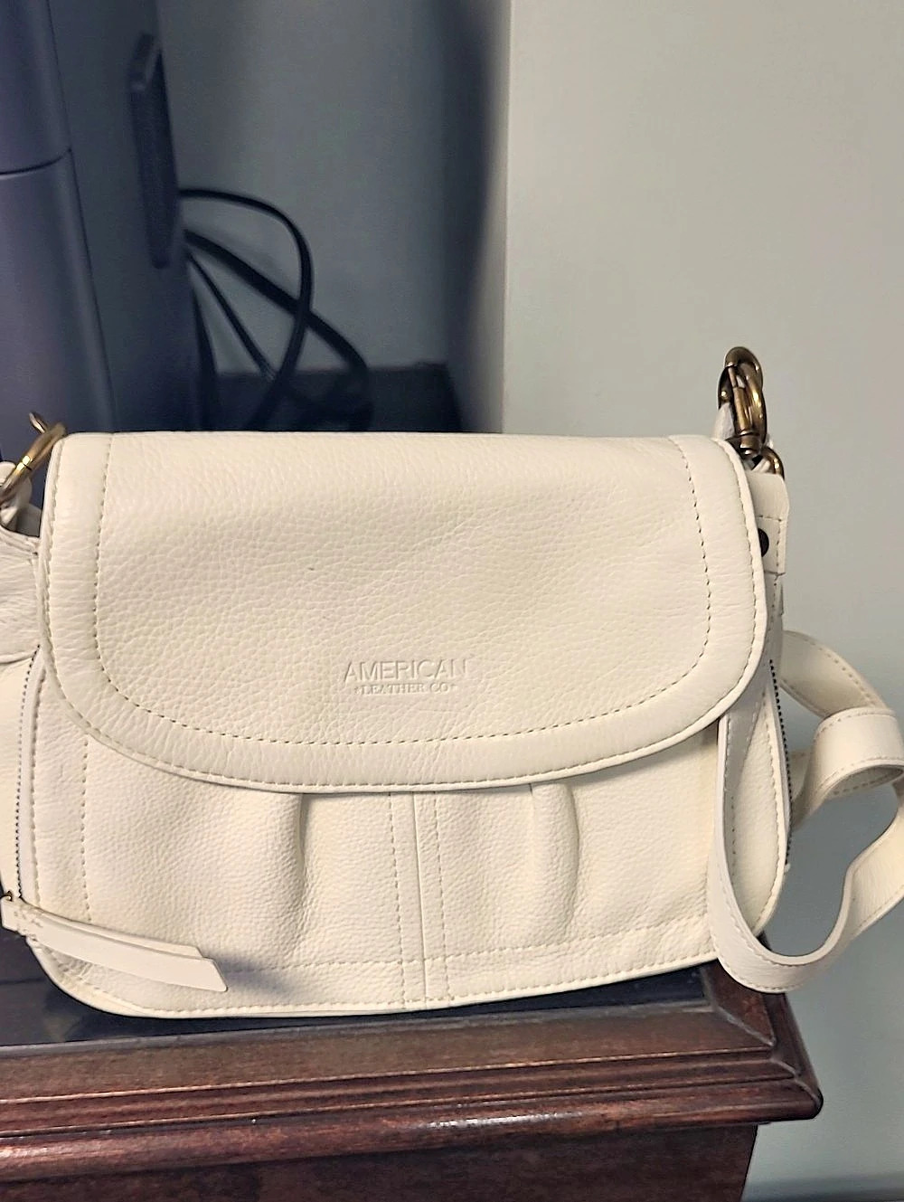 American Leather White Leather Marino Crossbody Bag